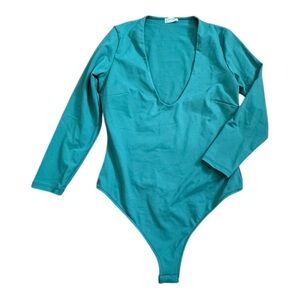 Free people Teal Long Sleeve Bodysuit
